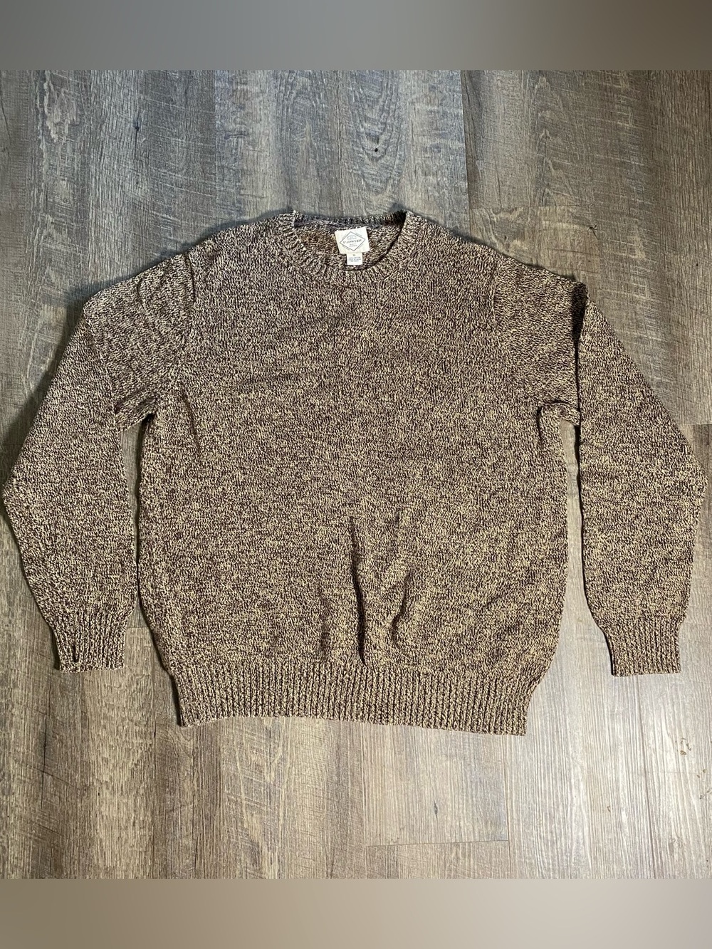 St. John’s Bay Men’s XL Brown Fisherman Knit Sweater | 100% Cotton | Soft